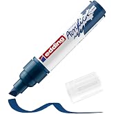 edding 5000 Acrylic Marker Broad - Dark-Blue - 1 Waterproof Acrylic Paint Marker - Chisel tip 5-10 mm - Acrylic Paint pens for Drawing on Canvas, Art Paper and Wood - Acrylic Markers for Pebbles