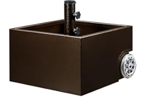 Yaheetech 150lb Capacity Fillable Umbrella Base Stand, Portable Metal Patio Umbrella Outdoor Holder for Backyard Market with Wheels, Planter Drainage Hole, 2 Adjustment Knobs, Brown