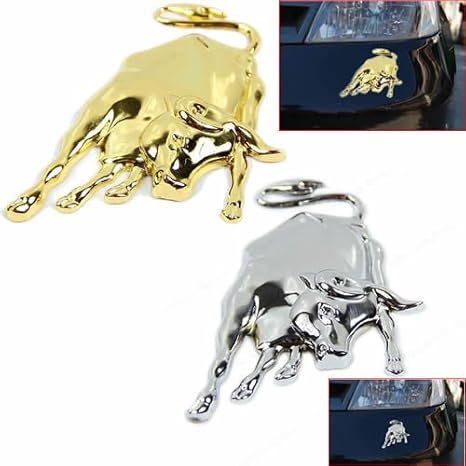 Amazon W110 1pc新しい3dゴールデン シルバークロームメタルブル牛エンブレム車のトラックモーターステッカーオートステッカー Golden エンブレム 車 バイク