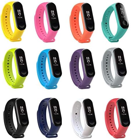 Sunblue for Xiaomi mi band 3 Watch Strap, Silicon Sport Colorful Replacement Strap Wristband Accessories for Xiaomi Mi Band 3 Smart Miband Bracelet (12PCS)