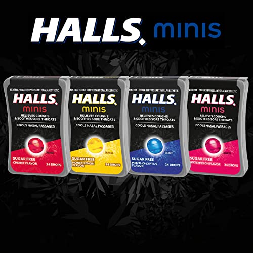 HALLS Minis Mentho-Lyptus Flavor Sugar Free Cough Drops, 24 Drops
