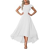 FairyLove Women Wedding Ruffle Dresses Flowy Puffy with Deep V Neck Pleated Hem Lantern Long Sleeve Bell Sleeves