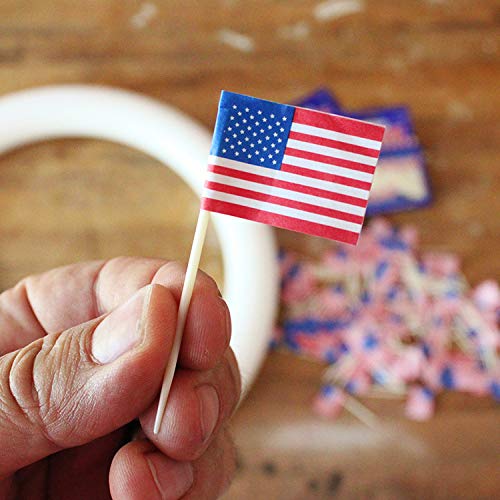iMagitek 100 Pack Amercian Flag Toothpick Cupcake Toppers Cocktail Sticks - Thumbnail 4