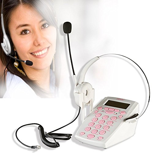 AGPtek Call Center Dialpad Headset White Telephone with Tone Dial Key