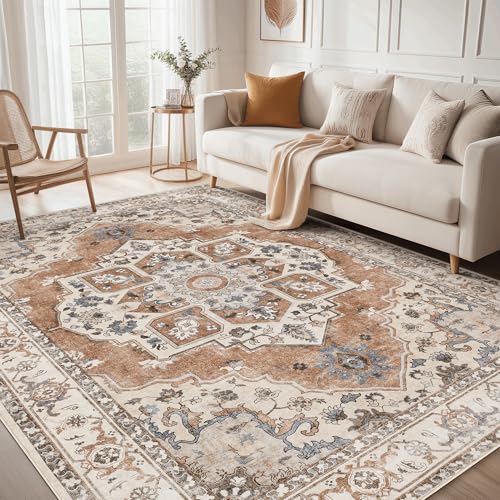 Micgeek Brick Red 8x10 Washable Area Rug