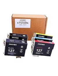Amanbo - Cartuchos de tinta remanufacturados de repuesto para Epson 127XL T127 para NX530 NX625 WF-3520 WF-3530 WF-3540 WF-7010 WF-7510 WF-7520 545 645 (2 negros, 1 cian, 1 magenta y 1 amarillo)
