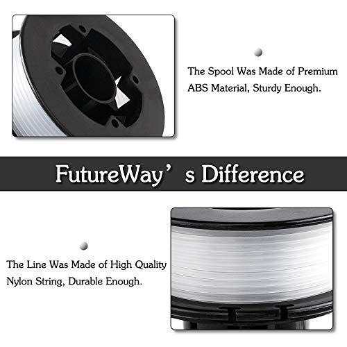 FutureWay String Trimmer Replacement Spool Line 0.065" ST4500 ST1000 GE600, Weed Eater String Autofeed Spool Line 20ft Compatible with Black Decker RS-136, Cordless Trimmer Edger Replacement (4 PCS)