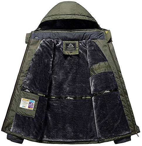TACVASEN Herren Warme Skijacke Gefütterte Winterjacke Wasserabweisende Funktionsjacke mit Abnehmbarer Kapuzen – Bild 4