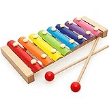 Xylophone Children's Music Initiation Toy Wooden 8 Colors & Tones Hand Knock with Mallets