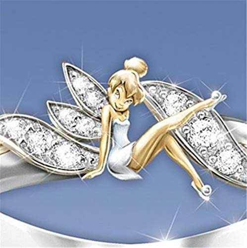 TMROW Angel Wings Ring Rhinestone Ring Jewelry Costume Accessories for Women Gift - Thumbnail 3