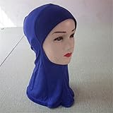 Cotton Head Neck Chest Cover Wear Band Bonnet Hijab Islamic Turban Scarf Dark Blue