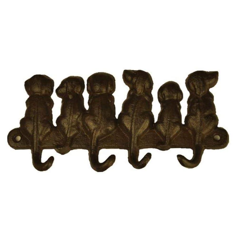 Eastlion Six Dog Four Key Hooks Antique Rust Iron