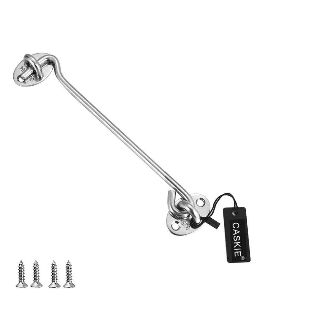 8 inch Stainless Steel 304 Heavy Duty Cabin Hook and Eye Lock for Shed, Gate or Garage Door - CASKIE