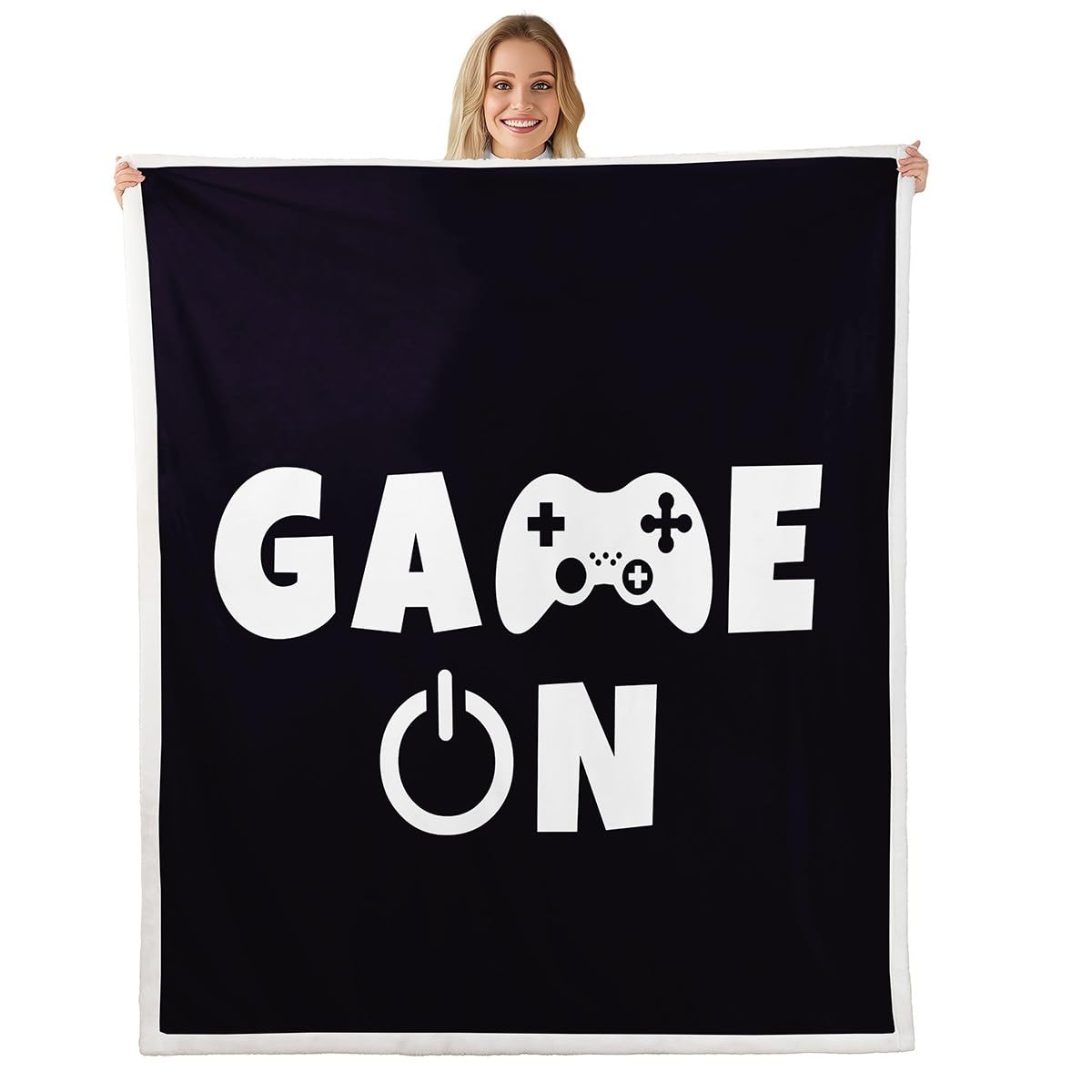 Loussiesd Gamepad Blanket Video Game Fleece Blanket for Couch Travel Sofa Teens Gamer Sherpa Blanket Novelty Modern Game Controller Plush Throw Blanket Room Decor Single 50"x60"