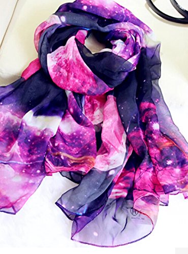 JOYJULY Starry Sky Galaxy Star Space Printing Chiffon Long Wrap Scarves with Gift Box