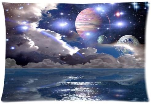 Rectangle Throw Pillow Case Decorative Pillow Cover Zippered Pillowcase With Outer Space Earth Planet Galaxy Universe Globe Sea 20"x 30" Inch(Twin Sides)