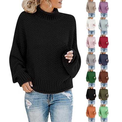Jumpers For Women Uk Casual Long Sleeves Turtleneck Sweater For Women Solid Color Lightweight Crochet Jumper Plus Size Loose Fit Women'S Pullover Sweaters Winter Warm Knitted Top Chunky Knit Jumpers