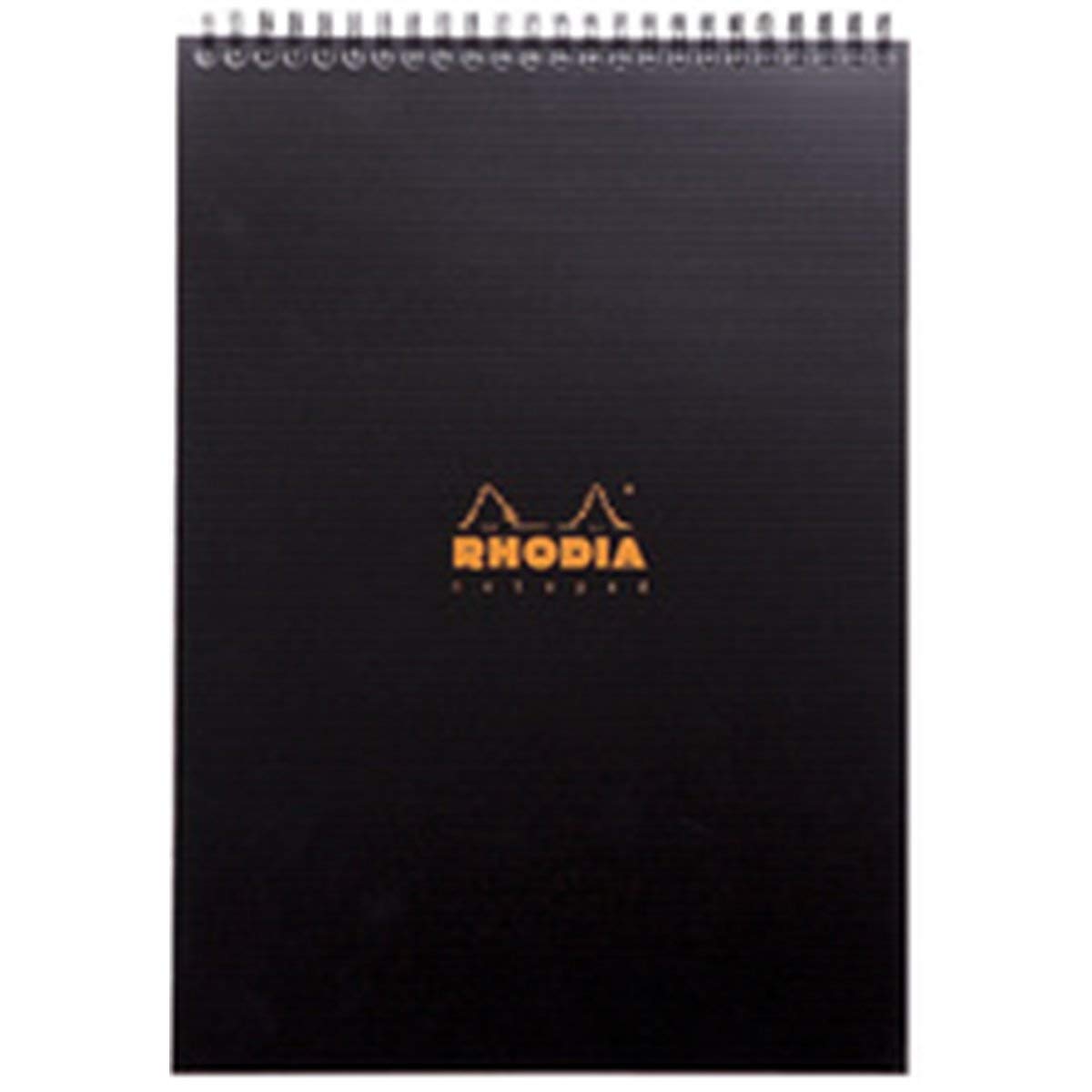 RHODIA 19920C - Spiral Notebook (Full Bound) Notepad Black A4 | Small Tiles | 80 Detachable Sheets - Clairefontaine Paper 90g - Polypro Cover (Plastic) - Rhodiactive