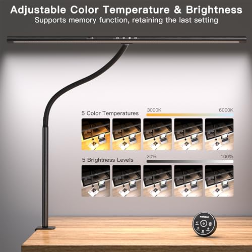 EYOCEAN LED Desk Lamp with Remote Control, 24W 80cm, Dimmable Monitor Lamp, Daylight Lamp for Office Workers