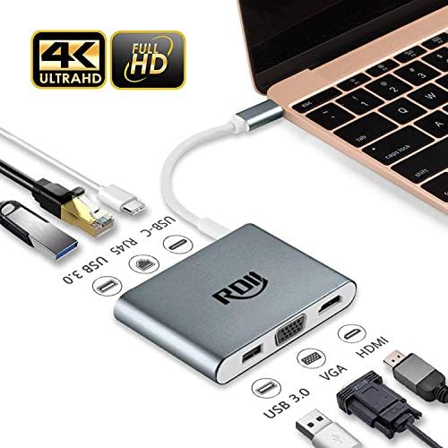 Usb C ハブthunderbolt3 対応 Rdii Type C タイプc充電 Hub Hdmi Vga Lan Imac17などusb Cデバイス対応 Macbook 17 18 16 19chromebook Pro セール開催中最短即日発送 Rj45出力 グレー 2つの高速usb3 0ポート付きコンパクト