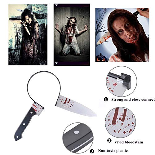 10PCS Halloween Horror Hair Bands, Zombie Makeup Halloween Headbands Halloween Tattoos Stickers Blood Necklace Glow in The Dark Halloween Teeth for Halloween Scary Costume Party Decorations
