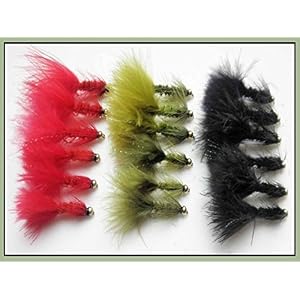 Troutflies Uk Lures Lot De 18 Mouches Bougre Laineux Avec Bout Doré Pour Pêche à La Truite – Couleurs Mélangées – 2 Tailles
