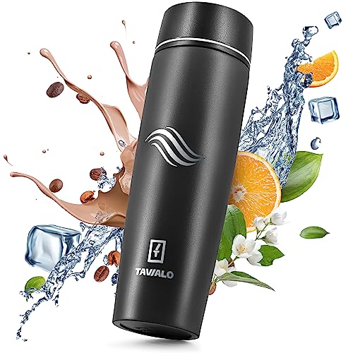 TAVIALO Thermal Bottle, Travel Mug, 460 ml, Black, Stainless Steel Thermos Flask with Heat Insulation, Leak-Proof and Robust