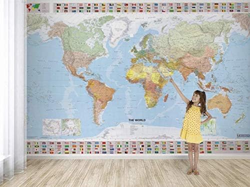 Duvarkapla Siyasi Dunya Haritasi Ve Ulke Bayraklari 3 Boyutlu Duvar Kagidi Genc Odasi Cocuk Odalari Icin Yapici Duvar Resimleri 315x200cm Amazon Com Tr