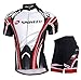 sponeed Short Sleeve Cycle Jersey Shirts Polyester and Sapndex Padded Bike Shorts Cyclist Tights Ride Wear US L US Multi Red