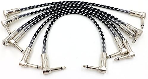 MAXTOMARS 6-pack 0.3M Guitar Patch Cable, 12 Inch Right Angle (Black)