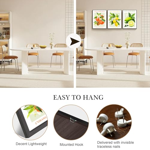 hyidecorart Black Frame Citrus Pictures Decoration Living Room Modern, Fruits Lemon Orange Blood Pictures Decoration Bedrooms Dining Room Office Hallway Kitchen and Bathroom