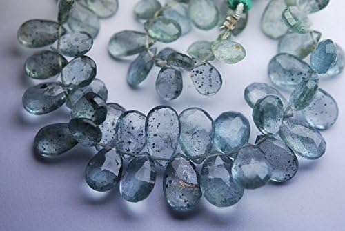 8 Inch Long Strand,AAA Moss Aquamarine Faceted Pear Shaped Briolettes,6.5-10MM