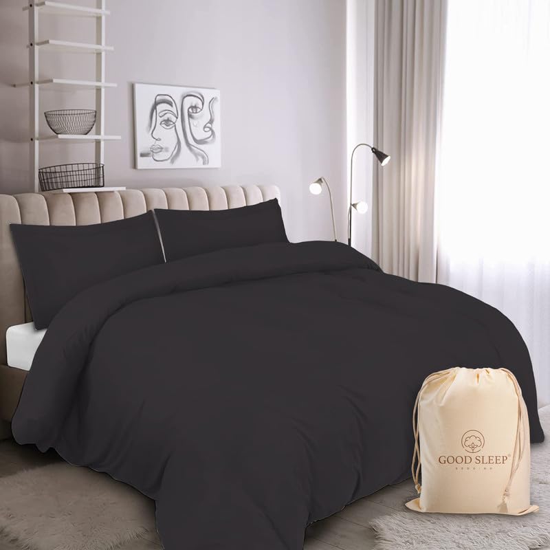 King Size Duvet Cover Set, 1000 TC 3 Pc Quilt Cover Set, Dark Gray Bedding Set, 100% Egyptian Cotton Duvet Covers, (1 Duvet Cover King Size, 2 Pillowcases), Luxury Egyptian Cotton Bedding.