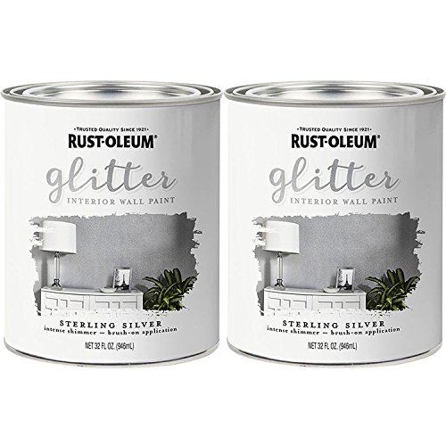 Rust-Oleum 323858 Glitter Interior Wall Paint Sterling Silver 32oz 2PK