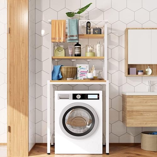 Beauenty Bathroom Space Saver,The Drum Washing Machine Storage Rack,Laundry Room Organization,Bathroom Corner Stand Storage Organizer Accessories,Bathroom Toilet Tower Shelf Space Saver(3levels,White)