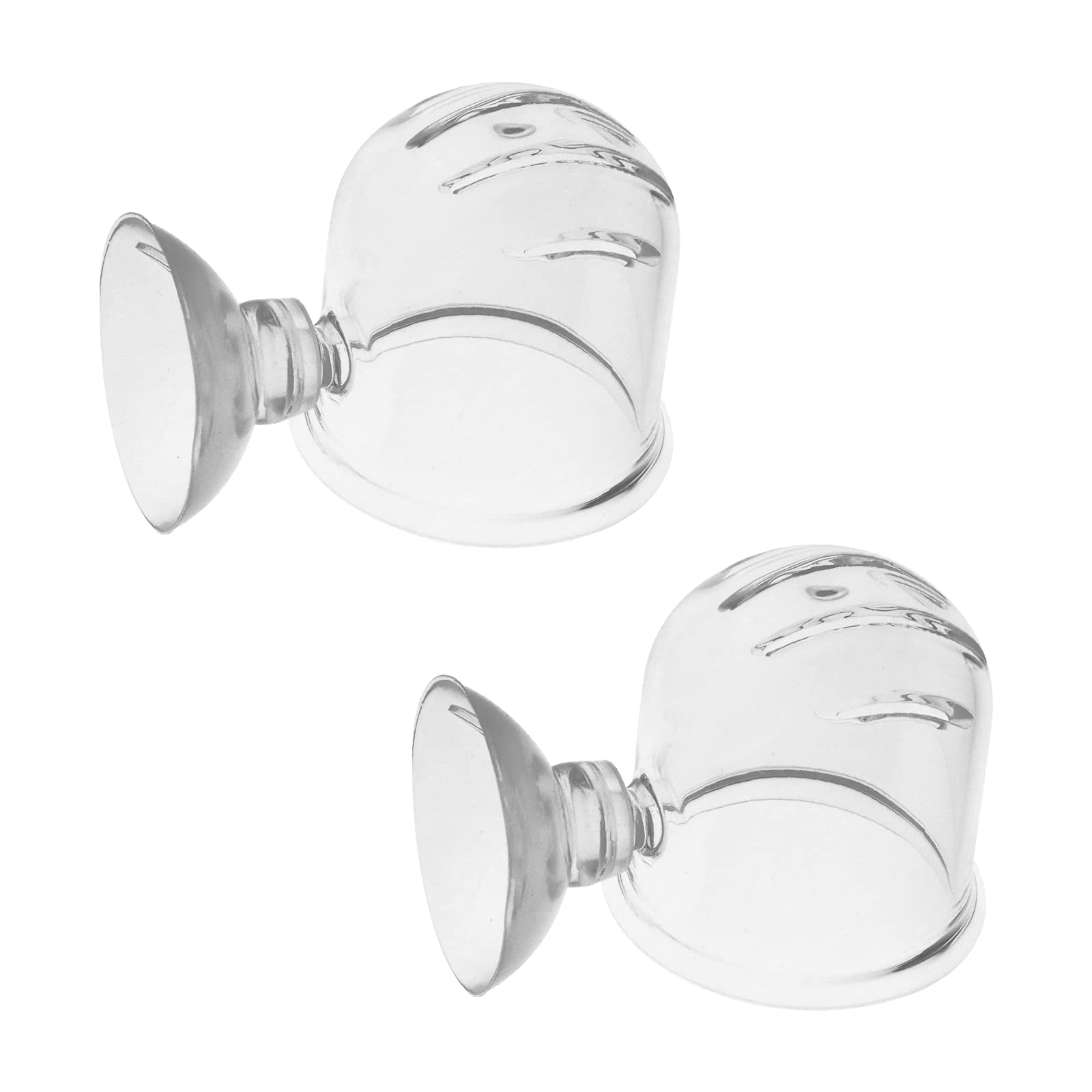 EMSea 2x Small Aquarium Cone Red Worm Feeder 1mm Fish Tank Brine Shrimp Feeder Crystal Glass Plant Feeding Cup with Suction Cups Transparent