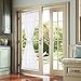 Lazzzy White French Door Curtains Rod Pocket Floral Embroidery Semi Sheer Curtains for Bedroom Living Room 72 inch Length with 1 Tieback
