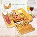 NutriChef Bamboo Natural Cheese Board Set with Bonus Condiment Cup-Extra Large Size 100% Home Organic Wooden Plate and Charcuterie Tray with 4 pcs Cutting Knife Slicer, 13