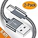Micro USB Cable, Dreamsea USB to Micro USB Cable (6.6ft/2m, 2 Pack) Nylon Braided Sync and Fast Charging Cord for Samsung Galaxy S7 Edge, Kindle, Moto, PS4, MP3,Xbox,HTC, Android Smartphones (black)
