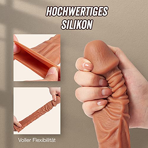 Realistische Penishülle Silikon Penismanschette Dildos Penis Vergößerung Sleeve mit Stimulierender Textur Real Penis Extender für Verlängerung Sexspielzeug für Paare Männer 19,5 * 3,6CM