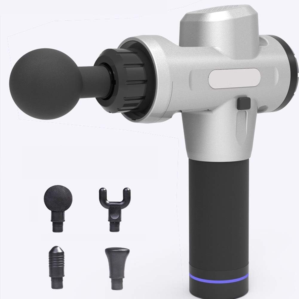 Deep Tissue Massage Gun for Pain Relief | Cordless Percussive Muscle Therapy Gun for Athletes | Quiet, Powerful, Handheld - 20 Speeds High-Intensity Vibration to Relief Body Ache,Silver,24V