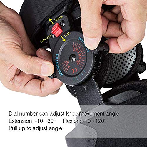 Hinged Knee Brace ROM Adjustable Post Op Knee Support Orthosis Immobilizer Protector for Left Leg and Right Leg, Both Men and Women - Thumbnail 6