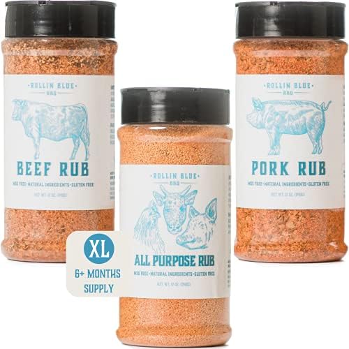 Rollin Blue BBQ Pitmaster Rub Pack Premium Seasoning And Spice Gift Set For Smoking And
