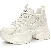 NEUUGO Women's Orthopedic Sneakers Comfortable Breathable Mesh Walking Shoes with Arch Support,Fashion Non-Slip Lace-Up Platform Chunky Height Increasing Dad Shoes