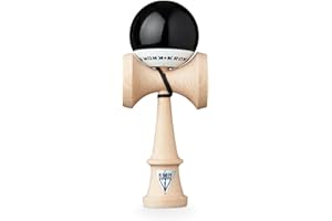 KROM - Kendama Toy POP LOL Black - High Wood Quality - Extra Strong - for Beginner and Pro - Gift Pack : Extra String + Stickers