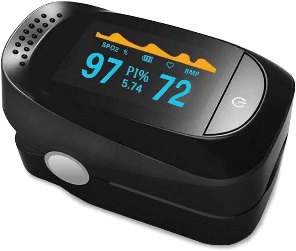 Pulse Oximeter Finger Clip Type Fingertip Pulse Oximeter Blood FDA Approved and Alarming SPO2 Pulse Sensor Meter with OLED for Adults and Children