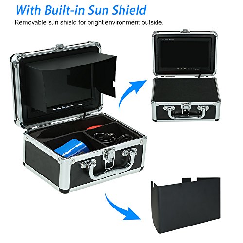 OWSOO Fish Finder Underwater Camera Portable Alloy Case With 7'' LCD Video Monitor Anti Sunshine Shield Sunvisor For Ice/Sea/River Fishing (Camera Not Included) - Thumbnail 5