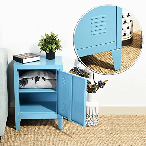 HouseinBox Low Standing Locker Organizer Side End Table Office File Storage Metal Cabinet Cupboard Unit,White,15.9'' x 12'' x 22.6'' (Blue)