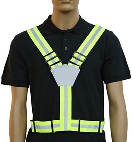 RICHELE V-Type Reflective Vest, High Visibility Elastic Adjustable 360 Degree Reflective Safety Vest Belt for Outdoor Sports Jogging Walking Running Cycling Hiding Biking (Green)