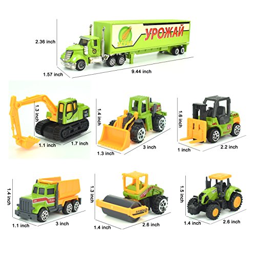 Jellydog Toy Construction Trucks , Construction Vehicles Set,Metal Die Cast Toy Set,Dumper,Bulldozers,Forklift,Tank Truck,Asphalt Car and Excavator 6 Set ,1 Farm Truck ,Toy for Kids - Thumbnail 5